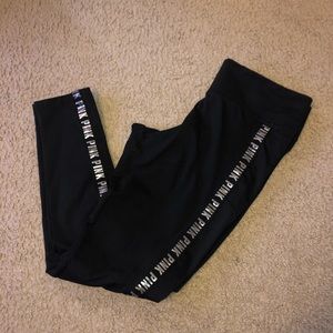 Victoria’s Secret PINK 7/8 Black Logo Leggings